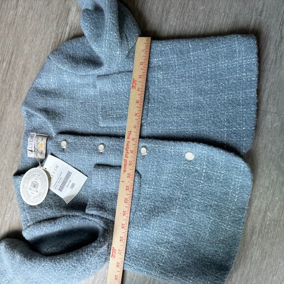 Till I Die Collarless Tweed Wool Jacket Blazer Blue S Korean Designer NWT - Picture 8 of 11